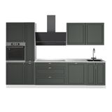 Vicco Complete keukeneenheid Fame-Line, Groen-Goud Landhuis/Wit, 310 cm, WB Marmer