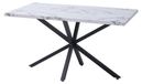 Table à manger - Table rectangulaire - Plateau aspect marbre, 140x80 cm - Pieds en métal - Convient pour 6 personnes - Style moderne et minimaliste - Blanc