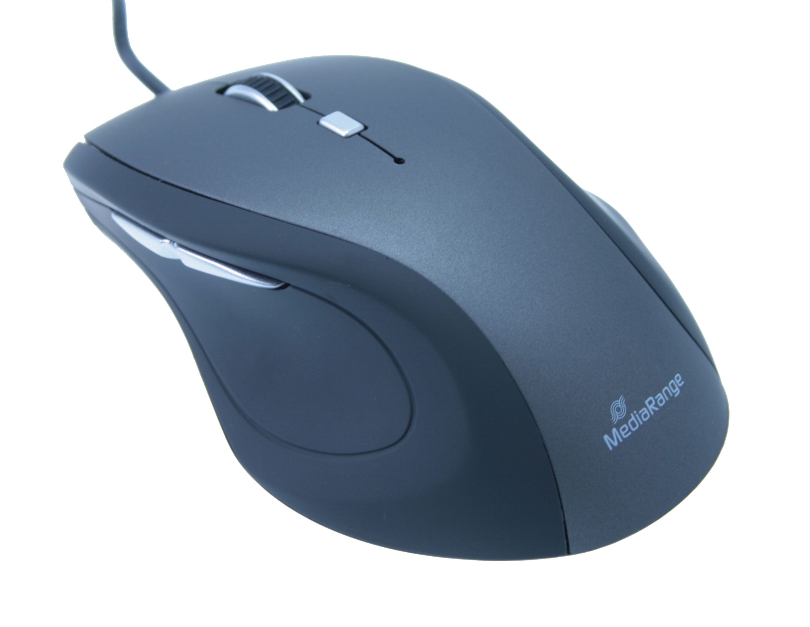 MediaRange MROS202 - Optical Mouse - 2400 DPI - 5 Buttons - USB Type-A - Right-Handed - Black/Grey