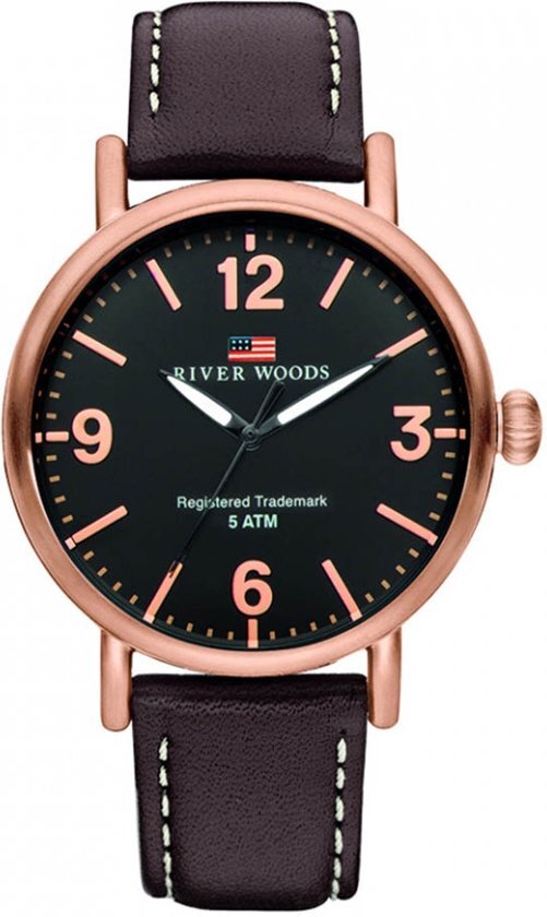 River Woods RW420034 Delaware horloge Heren - Bruin - Leer 42 mm