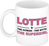 Bellatio Decorations naam cadeau mok - Lotte - Woman Myth Supergirl - koffiemok - 300 ml - collega - moederdag