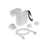 DeLOCK Apple AirPods beschermhoes gemaakt van siliconen incl. 5-in-1 accessoireset in wit, compatibel met Airpods 1 & 2, 18351