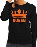Bellatio Decorations Shoppartners Bv Zwarte Queen met kroon sweater zwart dames - Koningsdag kleding XS