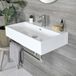 Hudson Reed Sandford Lavabo suspendu rectangulaire moderne – Blanc – 75 x 42 cm – avec porte-serviettes chromé