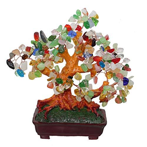 GMMH Feng Shui geluksboom 25 cm geldboom bonsai pennigboom handwerk steen kleurrijk