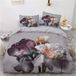 Literie Gris Fleurs 135x200cm avec Taie d'oreiller 80x80cm