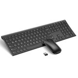 SEENDA Draadloze toetsenbordset - 2,4 G draadloos en oplaadbaar, ultradun aluminium toetsenbord met Duitse QWERTZ-lay-out voor pc, laptop, computer, Smart TV (zwart)