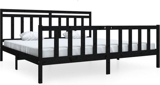 vidaXL Massief Houten Bedframe Zwart 200x200 cm