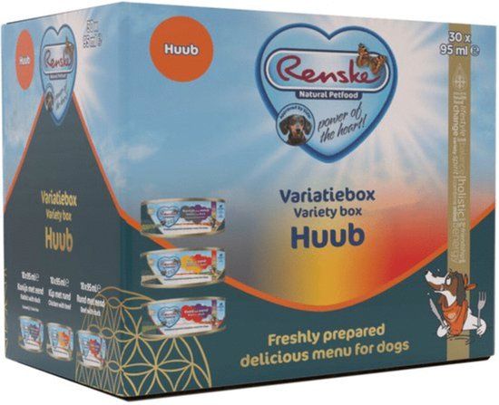Renske Variatie Box Huub - Hondenvoer - Eend Kip Konijn 30x90 g