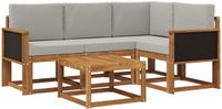 vidaXL - Hoek loungeset - 4 zitplekken - Polyester - Naturel en lichtgrijs