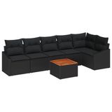 vidaXL Tuinbank Set Zwart Polyrattan