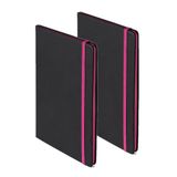 Marque non spécifiée Lot de 2x cahiers/carnets rose avec élastique format A5 - 80x pages blanches colorées - carnets d'écriture