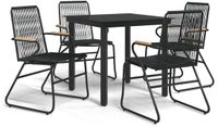 vidaXL 5-delige Tuinset PVC-rattan Zwart