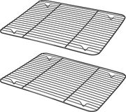 Merkloos Koelrooster 2 Stuks - RVS met Antiaanbaklaag - Voor Bakken, Grillen en Koelen - Rechthoekig 29,7 x 23 x 1,5 cm