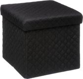 5five Poef/Hocker/opbergbox - Zwart - Polyester - 31 x 31 cm - Opvouwbaar