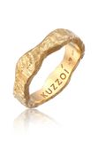 KUZZOI - Ring - Heren Band Organisch Structuur in 925 Sterling Zilver - Heren