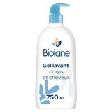 BIOLANE - Gel douche corps et cheveux 2 en 1 pour bébé - 750ml - 97% Origine Naturelle - Doux - Peaux Sensibles - Fabriqué en France