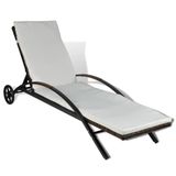 VidaXL Lounge Tuinstoel Gecapitonneerde zitting Polyrattan Staal Crème Wit