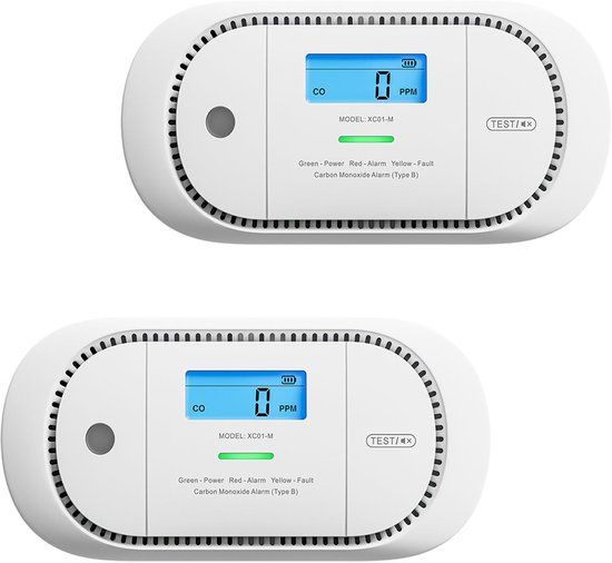 X-Sense XC01 Koolmonoxidemelder - 2 stuks - 10 jaar batterij - Figaro® sensor - Wit