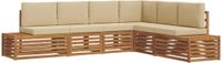 vidaXL 6-delige Buitenbank Set Massief Acacia Hout en Polyester