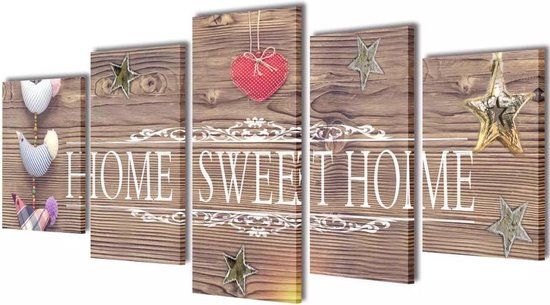 vidaXL Canvas Muurprint Set Home Sweet Home 100 x 50 cm