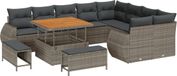 vidaXL Banc de jardin 12 pièces 12 places gris poly rotin