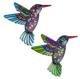 Kolibrie Décoration murale - Métal - Set de 2 - Multicolore