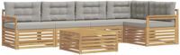vidaXL - Buiten - bank - set - 5 - zitplekken - Wit en lichtgrijs - Polyester