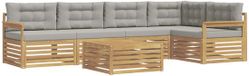 vidaXL - Buiten - bank - set - 5 - zitplekken - Wit en lichtgrijs - Polyester