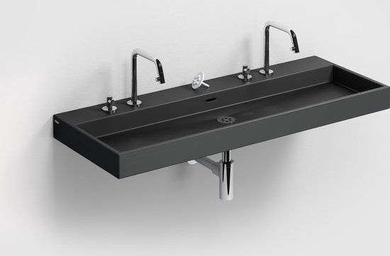 Clou Wash Me wastafel 110x42cm Keramiek Zwart mat