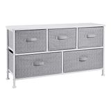 Amazon Basics - Opbergkast voor kledingkasten, met 5 extra brede stoffen laden, wit