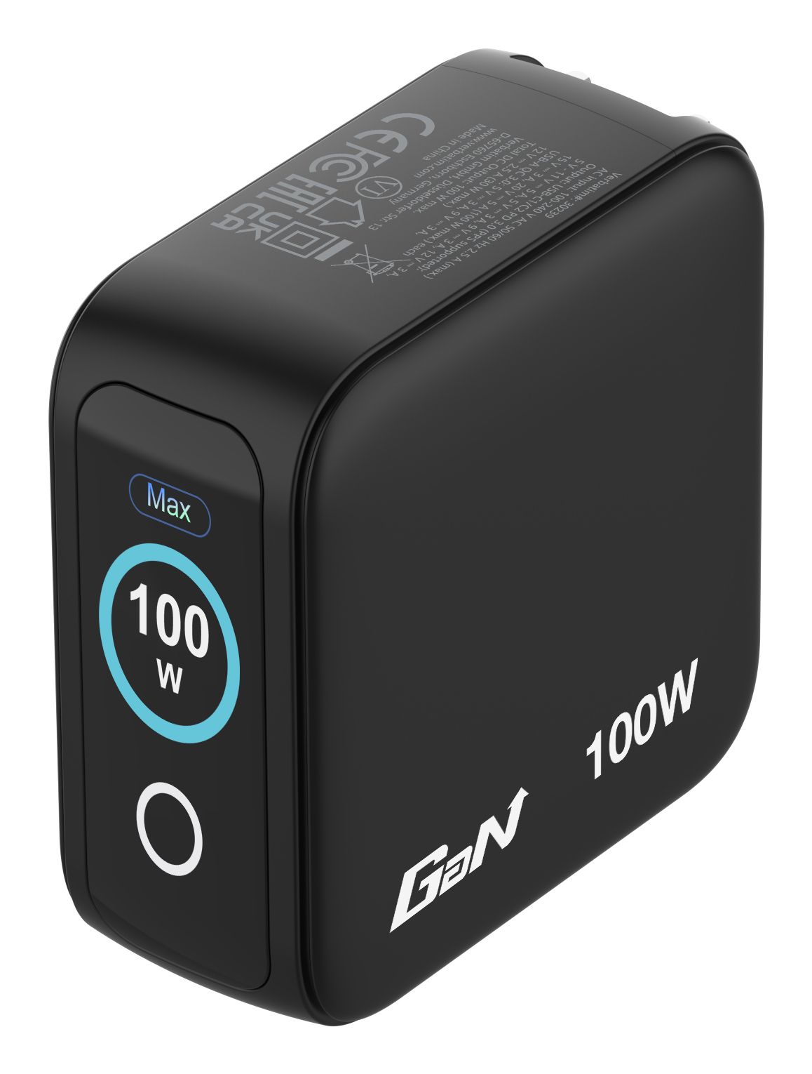 Verbatim Mini GaN Oplader 100W met display - 3 poorten USB-C oplader, power adapter 2× USB-C & 1× USB-A, snellader meervoudige stekker voor MacBook, laptop, iPad, iPhone 17, Samsung- EU, UK, VS