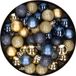 Merkloos / Sans marque Billiet - Vanlaere Kleine kerstballen - 40x st - donkerblauw/goud - D3 cm - kunststof - kerstversiering