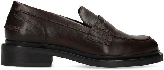 Manfield Dames Bruine Leren Loafers Maat 38