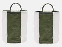 OYOY Kara Opbergmandje Rond Katoen, Polyamide, Polyester, Viscose Donkergroen, Wit (Set van 2)