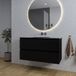 Saniclass Chaci Badkamermeubelset - 100x46x55cm - keramische wastafel zwart - 1 wasbak - zonder kraangaten - 2 lades - ronde spiegel met verlichting - mat zwart