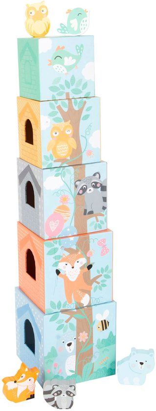 Small Foot Stapeltoren met Bosdieren Pastel, 10dlg.