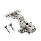 GTV Minischarnier met demping, potdiameter 26 mm - scharnier binnenaanslag - montageplaat H = 0 met euroschroeven - stille sluiting - clip-on ketting