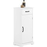 SoBuy Meuble de salle de bain, petit meuble de rangement avec tiroir, colonne de salle de bain en bois, meuble de toilette, résistant à l'humidité, blanc, 42 x 30 x 93 cm, BZR207-W