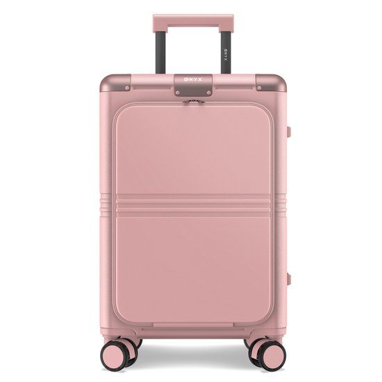 ONYX Hybrid Pro Handbagage Koffer met Voorvak 38 Liter - Gerecycled Polycarbonaat en Ritsloos Design - Reiskoffer met TSA slot en Spinner wielen - Lichtgewicht Trolley met Laptopvak - Candy Pink
