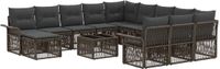 vidaXL Tuinbank - Set - 13-delig - Grijs en Donkergrijs - Polyrattan