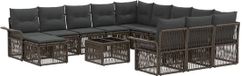vidaXL Banc de jardin - Set - 13 pièces - Gris et Gris foncé - Polyrattan