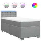 vidaXL Boxspringbed met matras, lichtgrijs, 80x200 cm, gestoffeerd