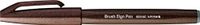Pentel SES15C-E3X Brush Sign Pen donkerbruin, vezelpen, penseelachtige punt, 10 stuks