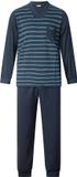 Gentlemen - aangeruwde heren pyjama 114297 - double jersey - V- hals - donkerblauw met blauw - maat M