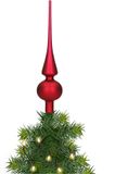 Decoris pointe de Noël - 1x - rouge foncé - 26 cm - verre - mat
