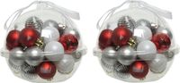 Kaemingk B.V. 60x stuks petites boules de Noël en plastique rouge/blanc/argent 3 cm - brillant/mat/pailleté - Décoration de sapin de Noël