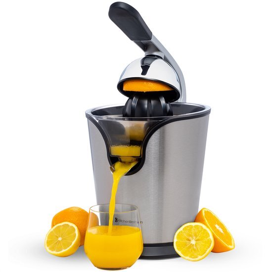 KitchenBrothers Citruspers - Elektrische Sinaasappelpers - Citroenpers - 2 Perskegels - RVS/Zwart