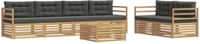 vidaXL - Bank loungeset - 6 zitplekken - Polyester - Wit en antracietkleurig