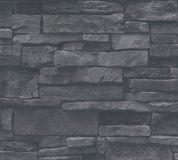 A.S. Création Natuursteen Behang | Industrieel - Zwart Antraciet